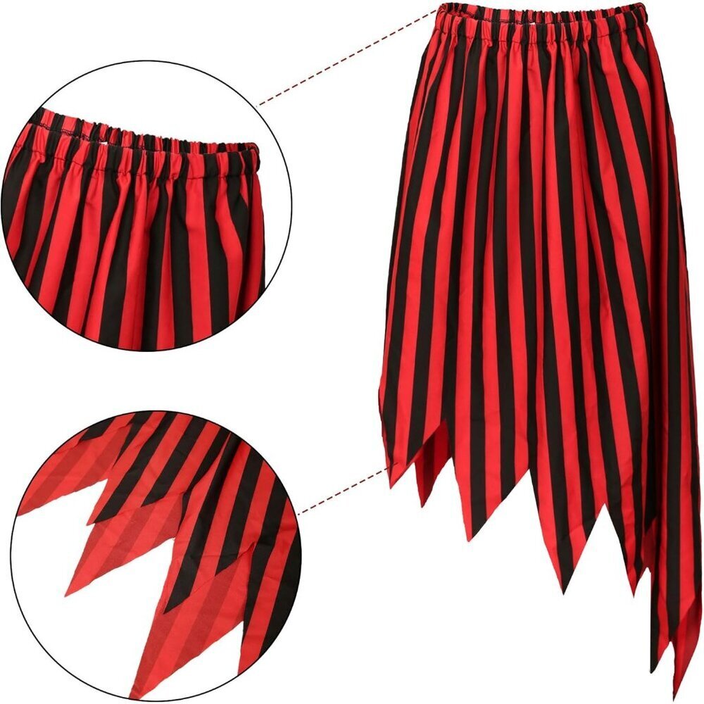 Women Pirate Costume Set Renaissance Top Skirt Accessories for Halloween - Picture 4 of 6